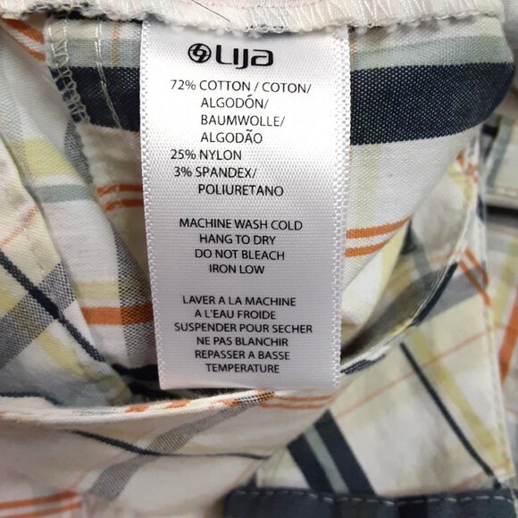 Lija Plaid Golf Shorts Cream Blue Orange Size 6 Bermuda Outdoor Preppy Easy Care - Picture 9 of 10